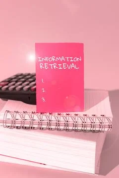Conceptual caption Information Retrieval. Internet Concept A place where data Stock Photos