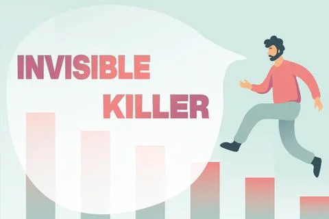 Conceptual caption Invisible Killer. Word for presence into the air of a Stock Illustration
