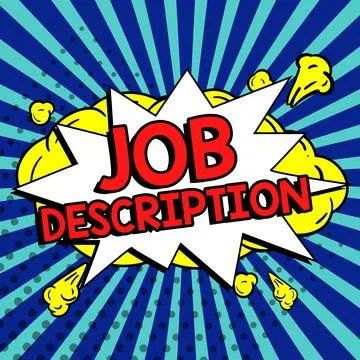 Conceptual caption Job Description. Internet Concept A document that describes 스톡 일러스트