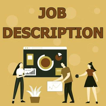 Conceptual caption Job Description. Word for A document that describes the Stock Illustration
