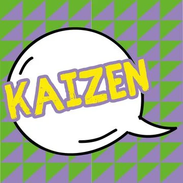 Conceptual caption Kaizen. Business overview a Japanese business philosophy of Stock Illustration