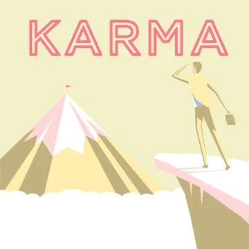 Conceptual caption Karma. Word for sum of a person actions in this and previous Stock Illustration