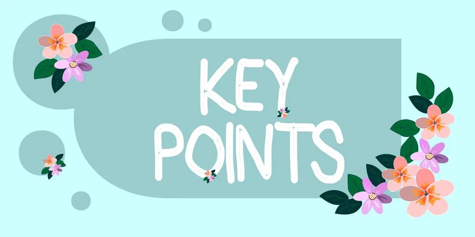 Conceptual caption Key Points. Business showcase most important piece of Stock Illustration