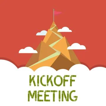 Conceptual caption Kickoff Meeting. Concept meaning Special discussion on the Stock Illustration