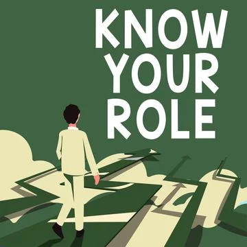 Conceptual caption Know Your Role. Word for Be clear of one responsibilities in Stock Illustration