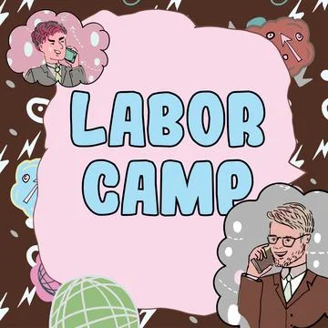 Conceptual caption Labor Camp. Conceptual photo a penal colony where forced Stock Illustration