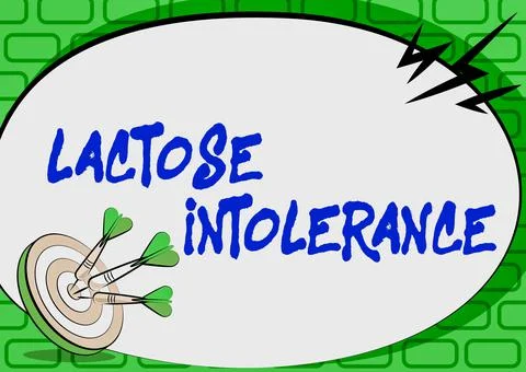Conceptual caption Lactose Intolerance. Concept meaning digestive problem where Illustrazione stock