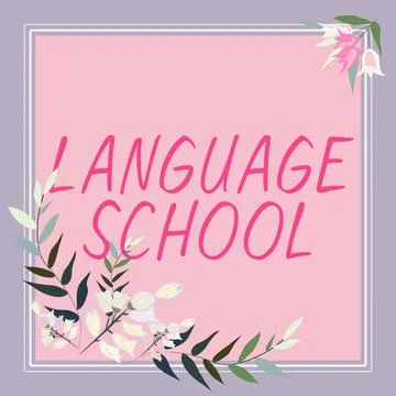 Conceptual caption Language School. Business overview educational institution Illustrazione stock