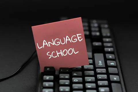 Conceptual caption Language School. Concept meaning educational institution Stock Photos