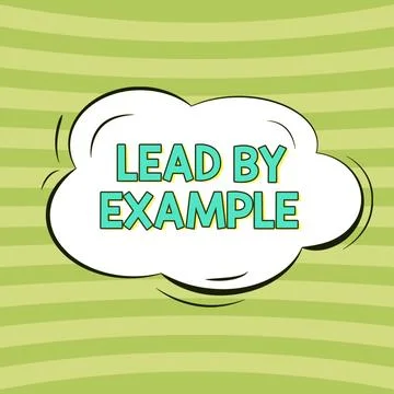 Conceptual caption Lead By Example. Business overview Be a mentor leader follow Stock Illustration