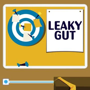 Conceptual caption Leaky Gut. Internet Concept A condition in which the lining Stock Illustration