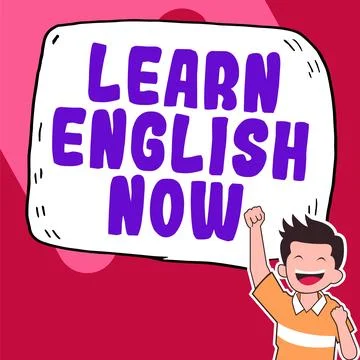 Conceptual caption Learn English Now. Business idea gain or acquire knowledge Stock Illustration