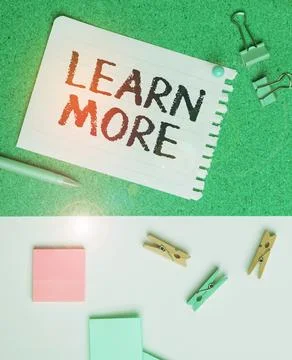 Conceptual caption Learn More. Word Written on Deepen knowledge of the thing you Stock Photos