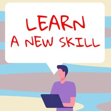 Conceptual caption Learn A New Skill. Business showcase acquisition knowledge Illustrazione stock