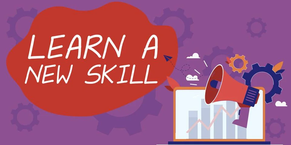 Conceptual caption Learn A New Skill. Word Written on acquisition knowledge 스톡 일러스트