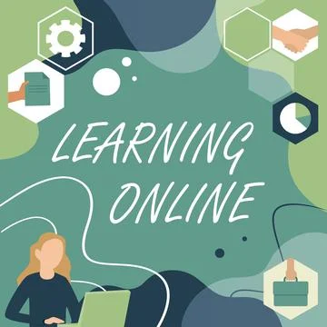 Conceptual caption Learning Online. Business overview Learn something new with イラスト素材