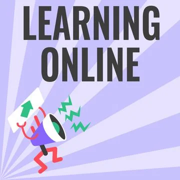 Conceptual caption Learning Online. Business concept Learn something new with 스톡 일러스트