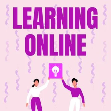 Conceptual caption Learning Online. Business overview Learn something new with Illustrazione stock