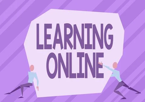 Conceptual caption Learning Online. Internet Concept Learn something new with Illustrazione stock