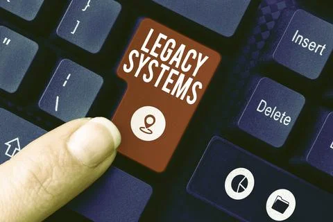 Conceptual caption Legacy Systems. Internet Concept old method technology Stock Photos