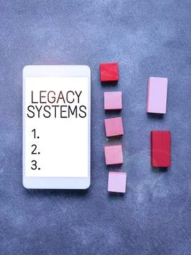 Conceptual caption Legacy Systems. Word for old method technology computer Stock Photos