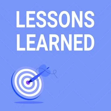 Conceptual caption Lessons Learned. Word for Promote share and use knowledge Illustrazione stock