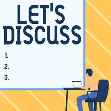 Conceptual caption Let S Discuss. Business showcase asking someone to talk about Stock Illustration