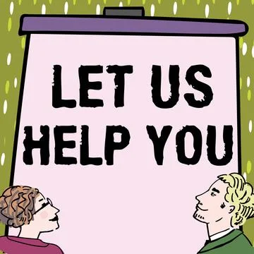 Conceptual caption Let Us Help YouOffering a service to someone to help him in Stock Illustration
