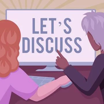 Conceptual caption Lets Discuss. Business overview to talk about something to Stock Illustration
