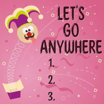 Conceptual caption Let's Go Anywhere. Conceptual photo visit new places to meet Stock Illustration