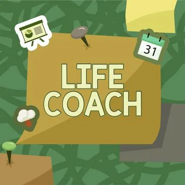 Conceptual caption Life Coach. Internet Concept A person who advices clients how Illustrazione stock
