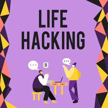 Conceptual caption Life Hacking. Business approach Simple and clever techniques 库存插图