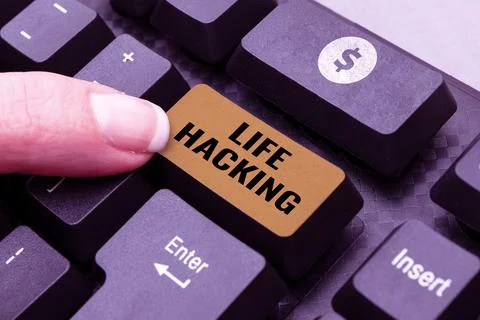 Conceptual caption Life Hacking, Concept meaning Simple and clever techniques Foto stock