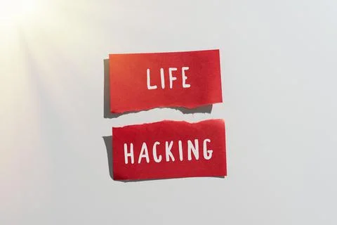 Conceptual caption Life Hacking. Internet Concept Simple and clever techniques Foto stock