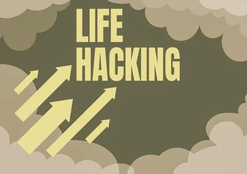 Conceptual caption Life Hacking. Word Written on Simple and clever techniques in Stock Illustration