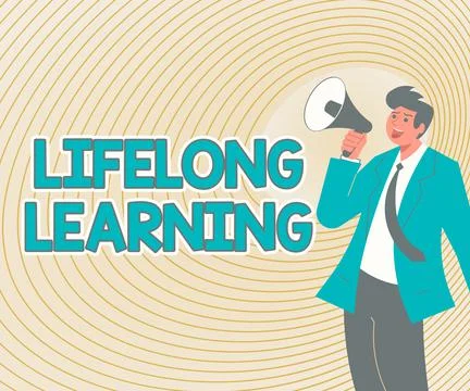 Conceptual caption Lifelong Learning. Word Written on pursuit of knowledge for Illustrazione stock