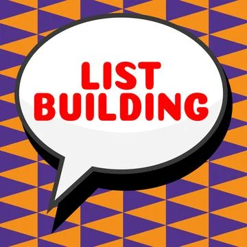 Conceptual caption List Building. Word for database of people you can contact Ilustración de archivo