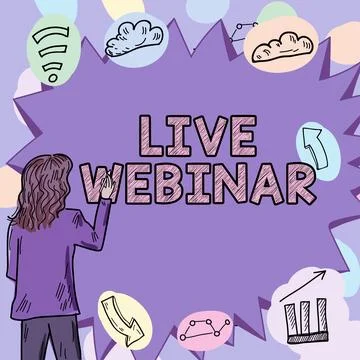 Conceptual caption Live Webinar. Business showcase Interactive seminar Stock Illustration