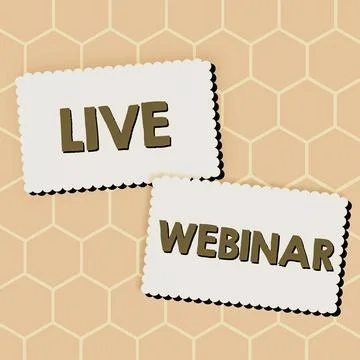 Conceptual caption Live Webinar. Concept meaning Interactive seminar transmitted Illustrazione stock