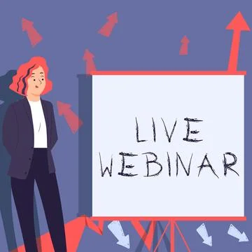 Conceptual caption Live Webinar. Internet Concept Interactive seminar イラスト素材