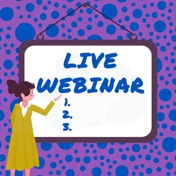 Conceptual caption Live Webinar. Word Written on Interactive seminar transmitted Illustrazione stock