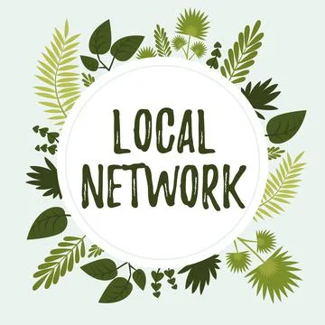 Conceptual caption Local Network. Business approach Intranet LAN Radio Waves DSL Stock Illustration