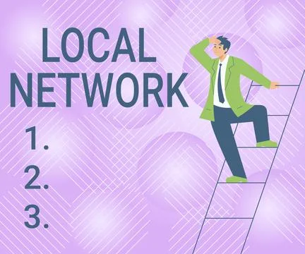 Conceptual caption Local Network. Business idea Intranet LAN Radio Waves DSL Stock Illustration