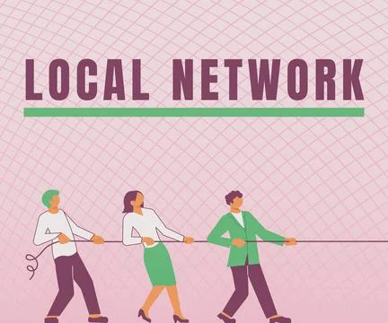 Conceptual caption Local Network. Business approach Intranet LAN Radio Waves DSL Stock Illustration