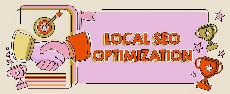 Conceptual caption Local Seo Optimization. Internet Concept increase Search 库存插图