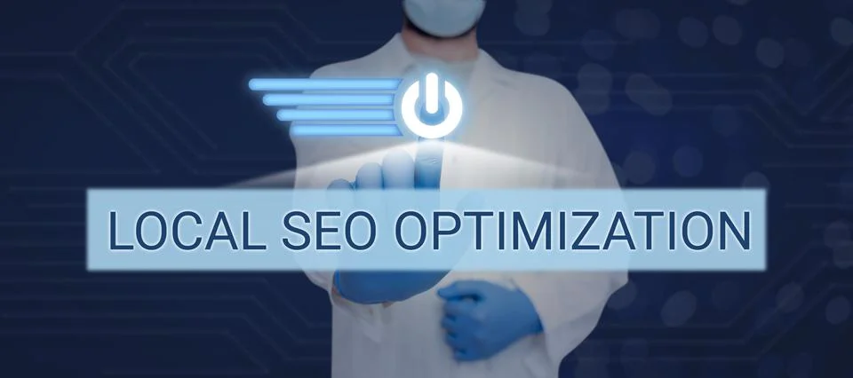 Conceptual caption Local Seo Optimization. Business idea increase Search 스톡 사진