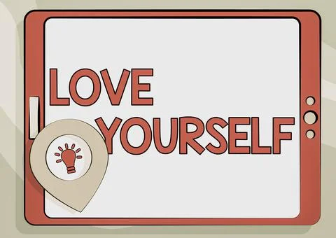Conceptual caption Love Yourself. Concept meaning have self respect positive Stock Illustration