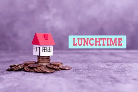 Conceptual caption Lunchtime. Internet Concept the noontime or the middle of the Stock Photos