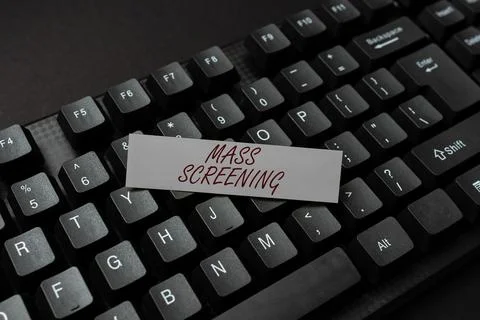 Conceptual caption Mass Screening. Word Written on health evaluation performed Stockfoto's