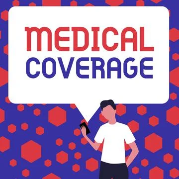 Conceptual caption Medical Coverage. Internet Concept inclusion within the scope Stock Illustration